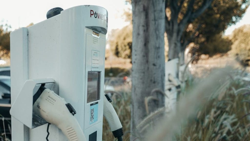 EV Car charging stand in carpark